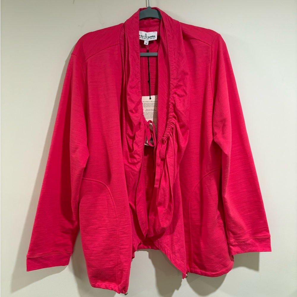 NEON BUDDHA Womens Cardigan Sweatshirt JacketSZ 1X Knit Pink Fuschia 100% Cotton
